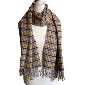 Cashmere Talbots Checked Fringe Scarf in Pink, Blue and Yellow